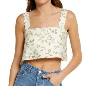 Reformation Blanka Cypress Linen Crop Top